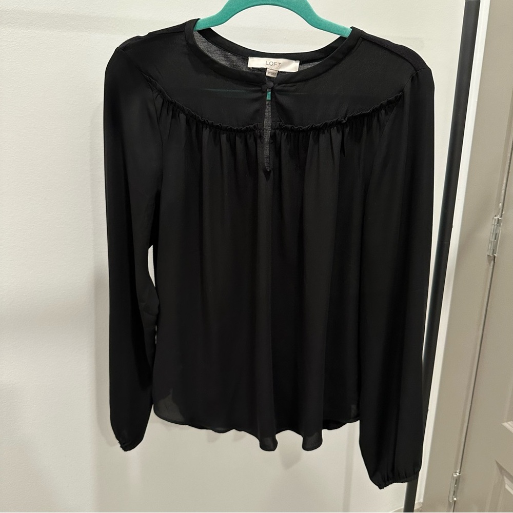 LOFT Classic Black Long Sleeve Blouse
